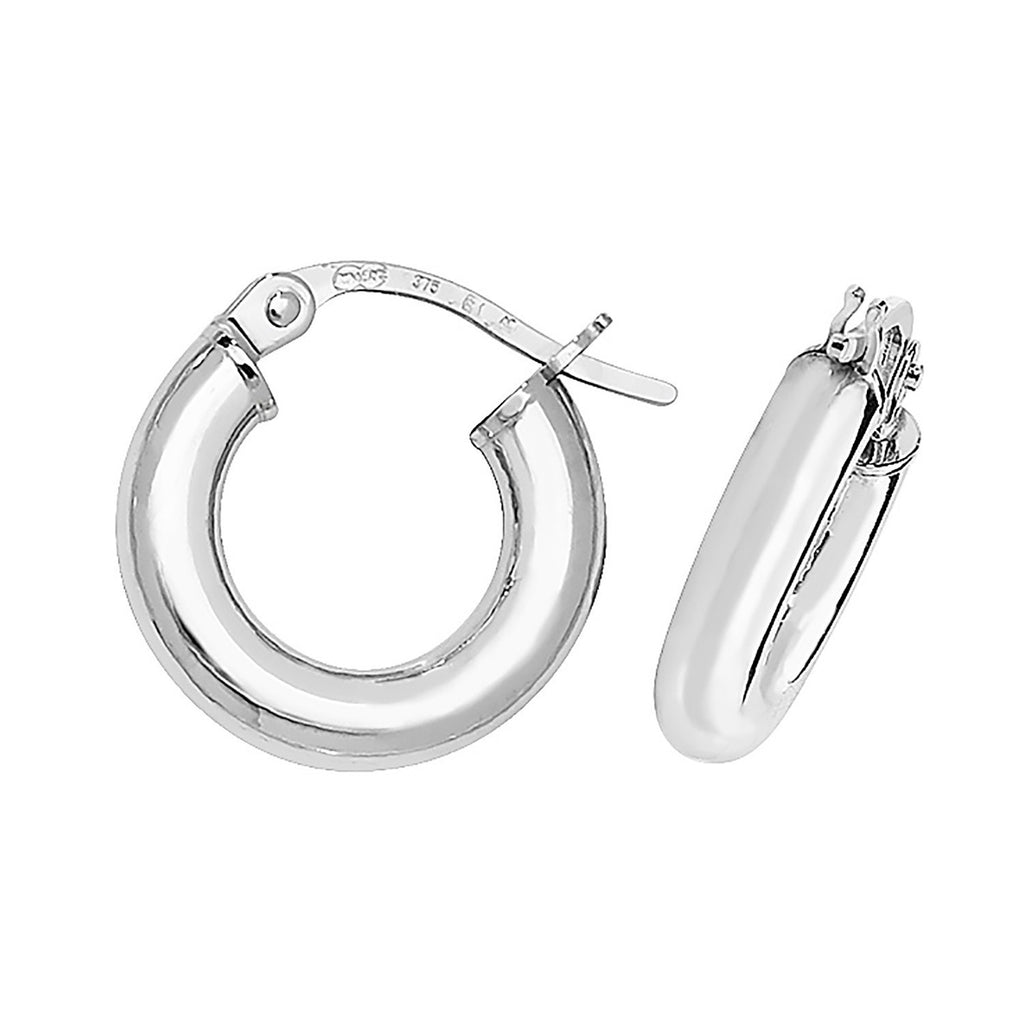 9ct White Gold Hinged Hoop Earrings 375 Hallmarked 8mm - 35mm Diameter
