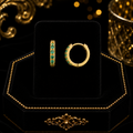 9ct Yellow Gold Emerald Hoop Earrings British Made 375 Hallmark Brand New Boxed