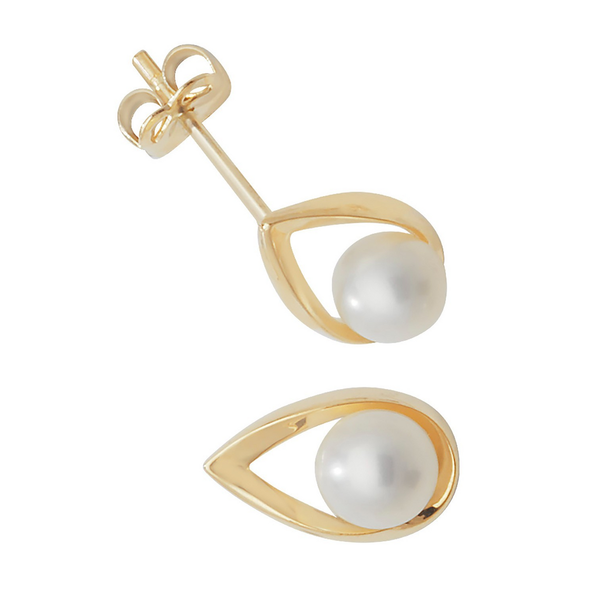 Teardrop Natural Pearl Stud Earrings 9ct Yellow Gold 375 Hallmarked Brand New