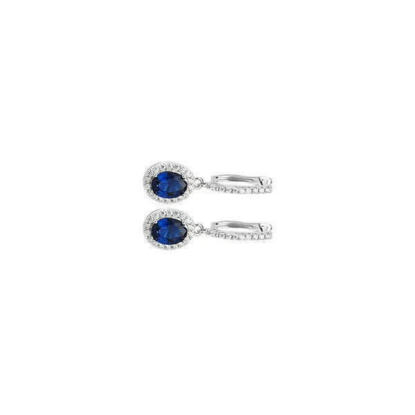 Sapphire Drop Earrings Solid Sterling Silver 925 Hallmark Brand New Boxed