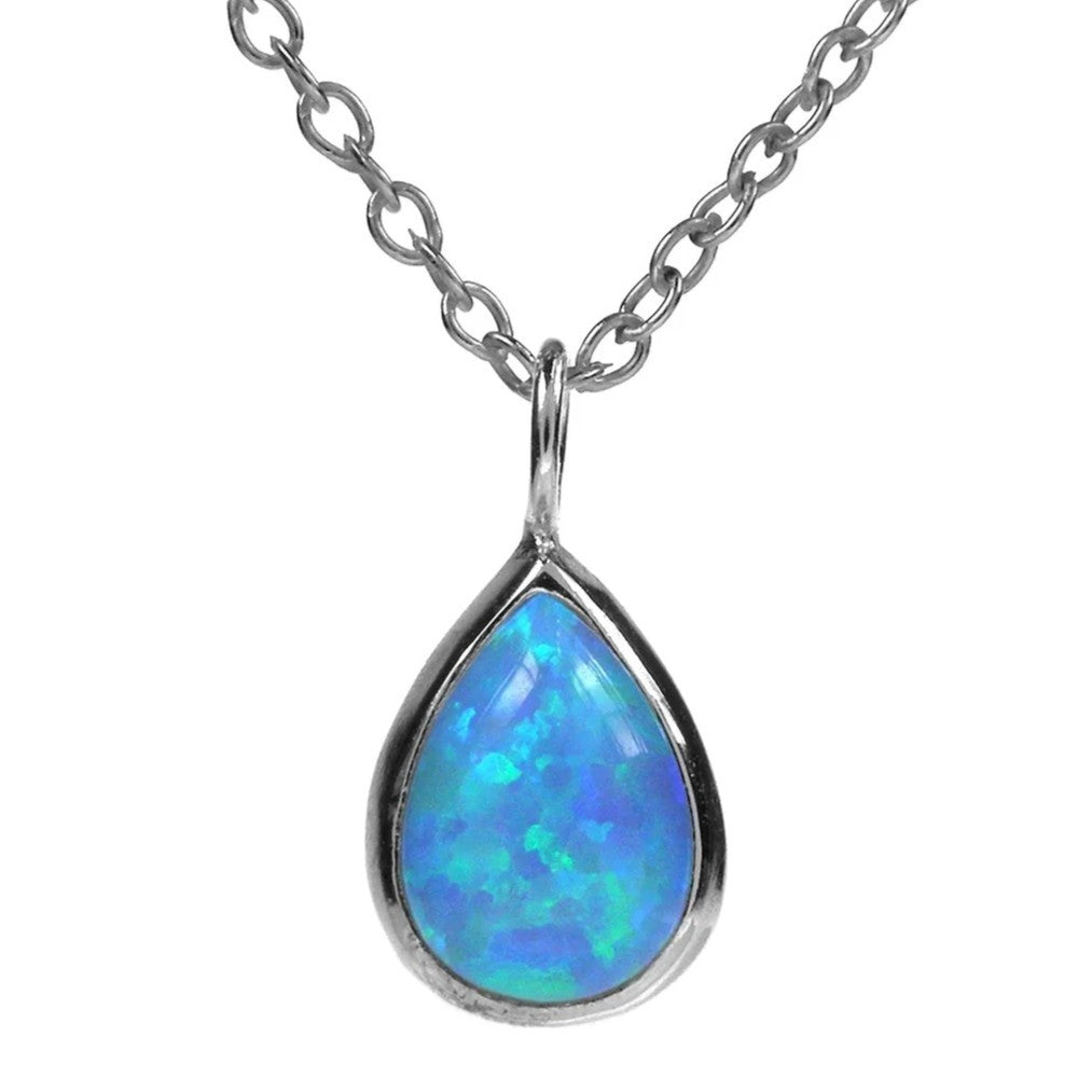 Teardrop Blue Topaz Necklace Solid Sterling Silver 925 Hallmarked British Made