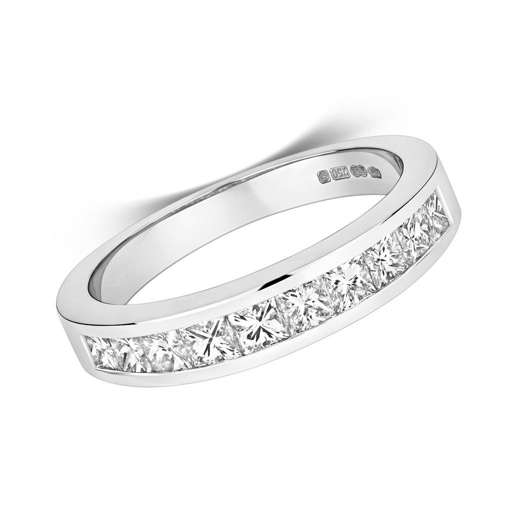 Channel Set Natural Diamond Ring 18ct White Gold Hallmarked Sizes J - Q