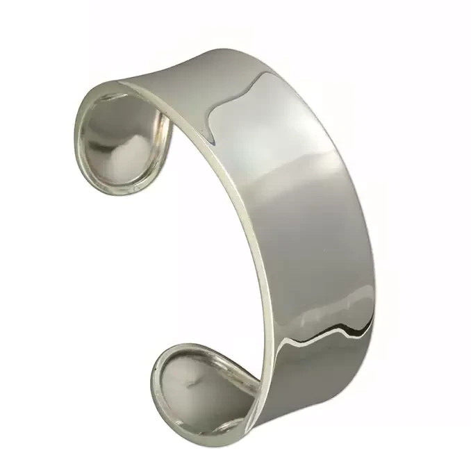 Wide Dished Cuff Bangle Sterling Silver 925 Hallmarked British Made Brand New