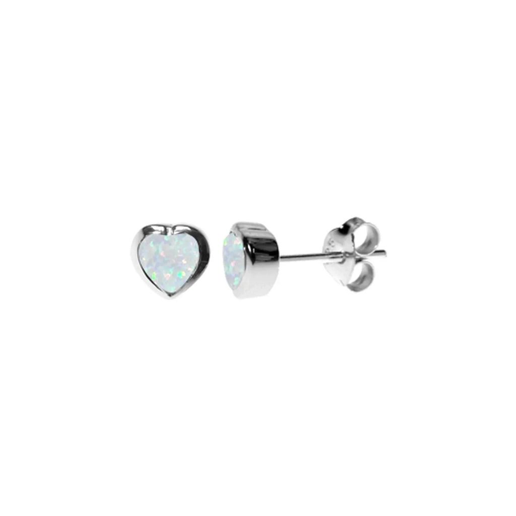 6mm Natural Heart Opal Earrings Sterling Silver 925 Hallmarked Brand New