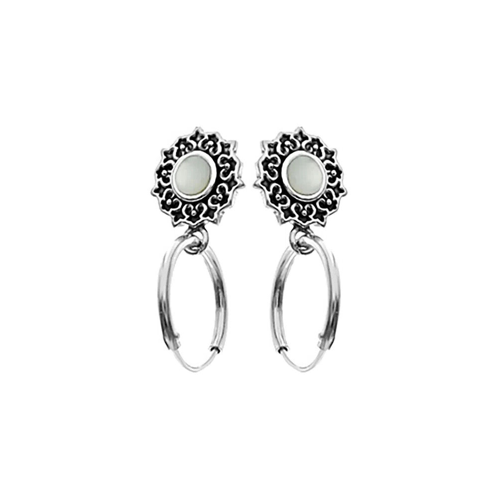 Pearl Sunburst Hoop Earrings Sterling Silver 925 Hallmarked Brand New Boxed