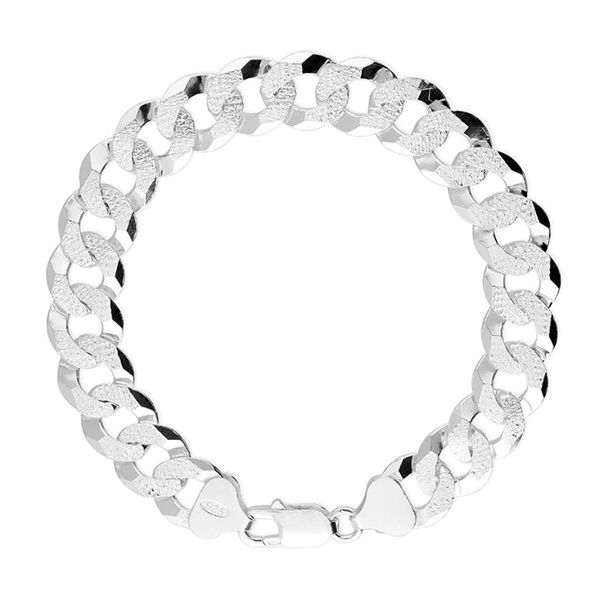 Gents Solid Sterling Silver Italian Bevelled Bracelet British Made 925 Hallmark