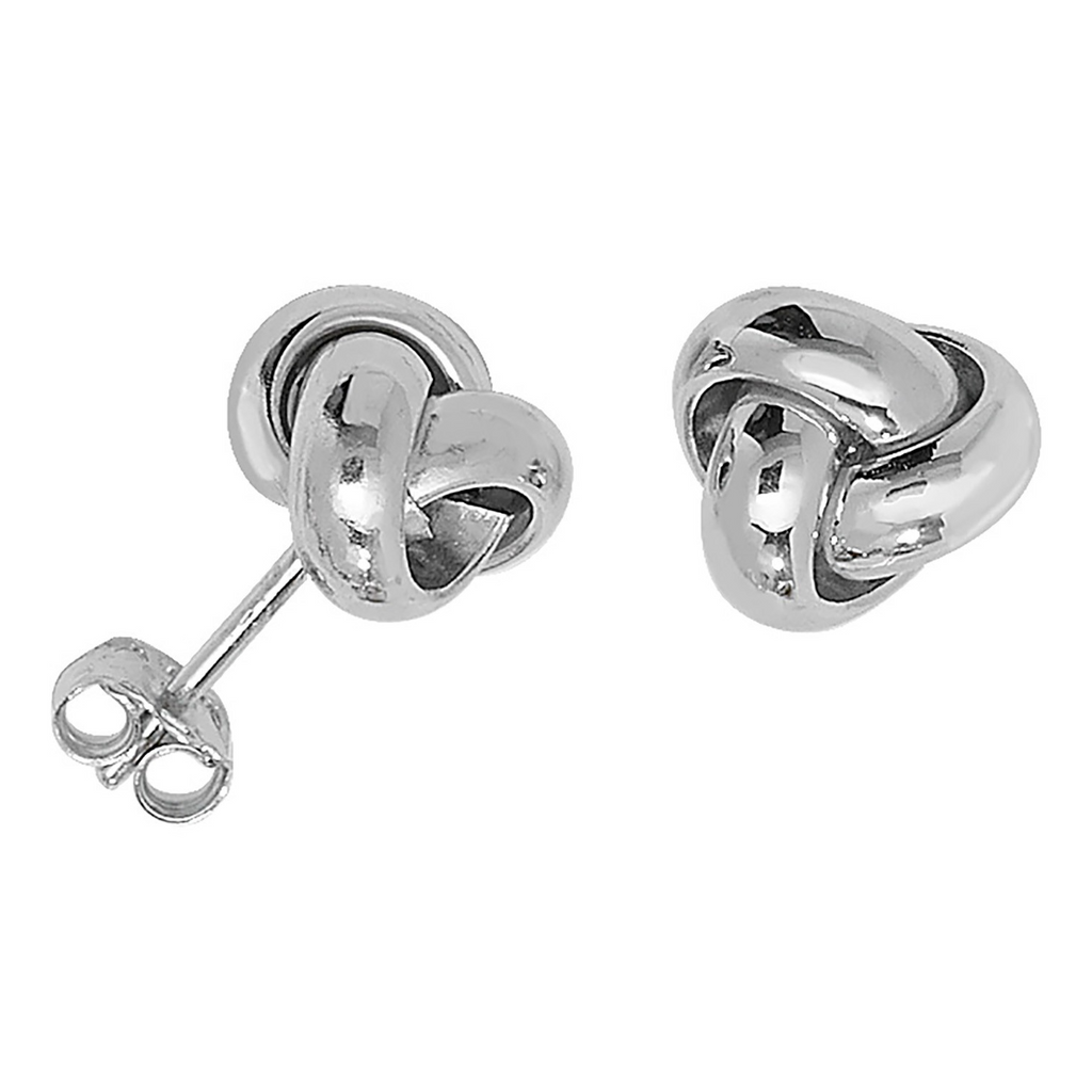 Statement Knot Stud Earrings 9ct White Gold 375 Hallmarked Brand New Boxed