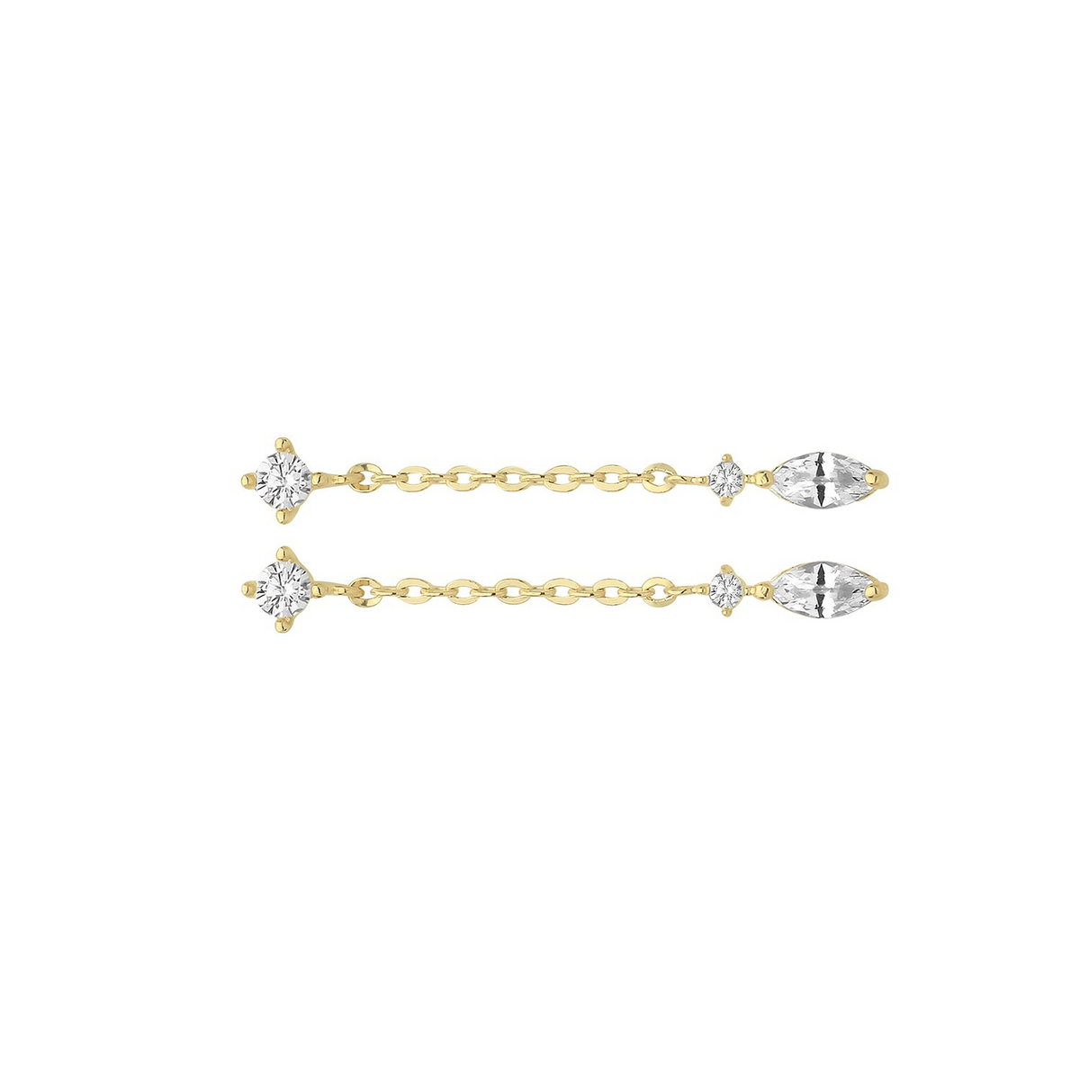 Marquise Chain Drop Earrings 9ct Yellow Gold 375 Hallmarked Brand New Boxed