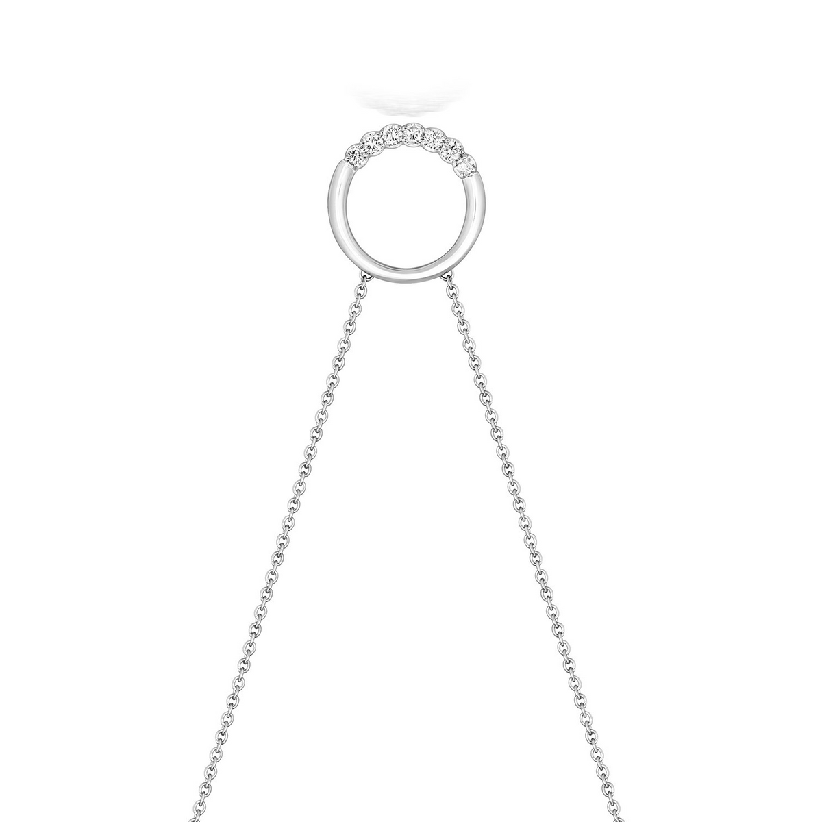 7 Natural Diamond Circle Necklace 18ct White Gold Hallmarked British Made