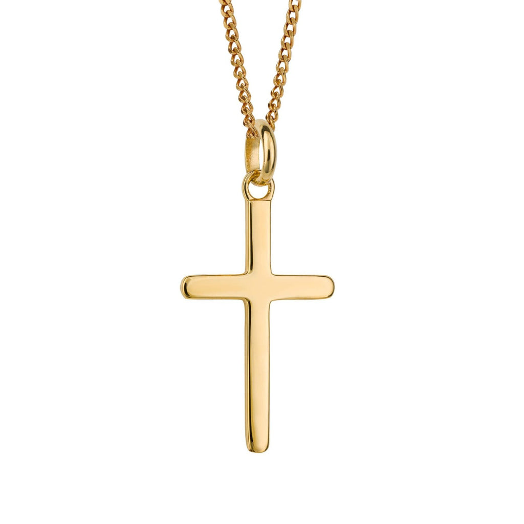 Plain Cross Pendant Yellow Gold Plated Hallmarked British Made All Chain Lengths