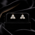 3 Natural Diamond Stud Earrings 18ct Yellow Gold Hallmarked British Made