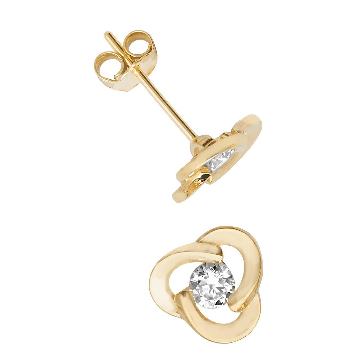 Flush Infinity Stud Earrings 9ct Yellow Gold 375 Hallmarked Brand New Boxed