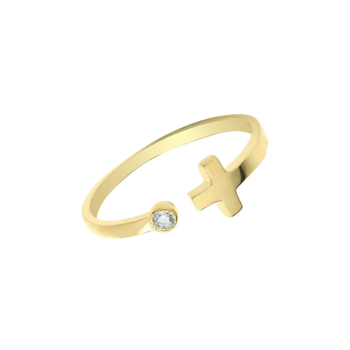 Gemstone Open Cross Ring 9ct Yellow Gold Hallmarked Sizes J - R British Made