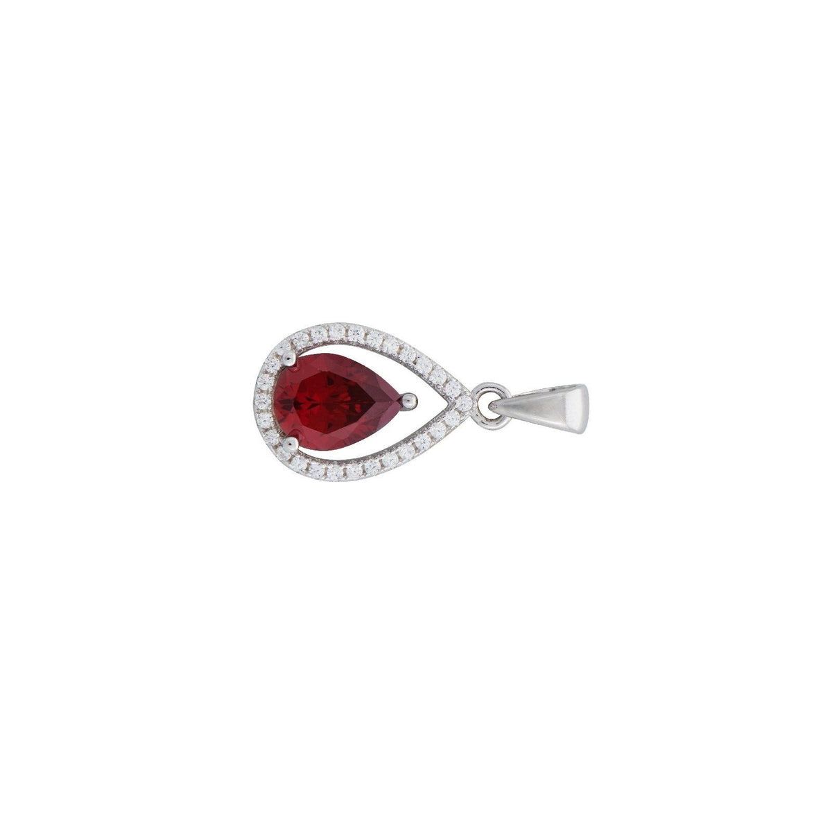 Teardrop Silver Garnet Pendant 925 Hallmarked British Made All Chain Lengths