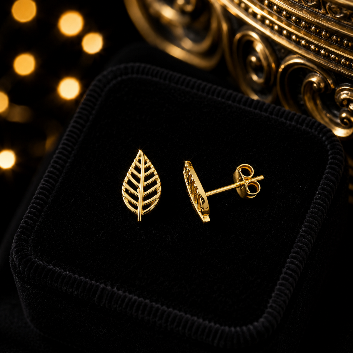 Leaf Stud Earrings 9ct Yellow Gold 375 Hallmarked Brand New Boxed