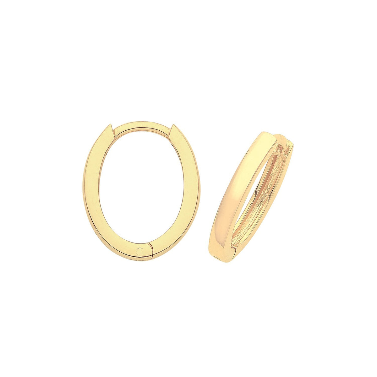 9ct Yellow Gold Oval Hoop Earrings British Made 375 Hallmarked Brand New Boxed