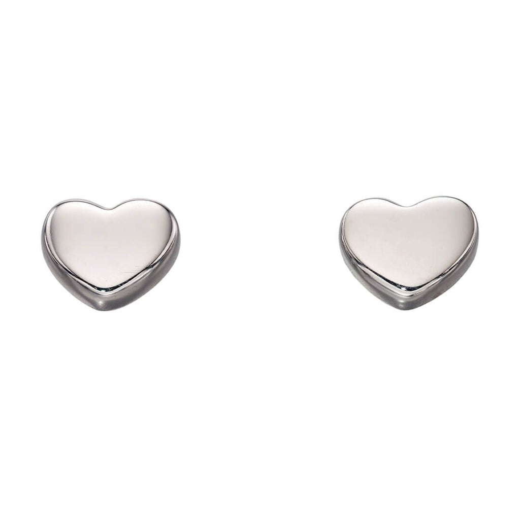 Small Heart Stud Earrings 9ct White Gold 375 Hallmarked British Made