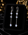Natural Moonstone Chain Drop Earrings Sterling Silver 925 Hallmarked Brand New