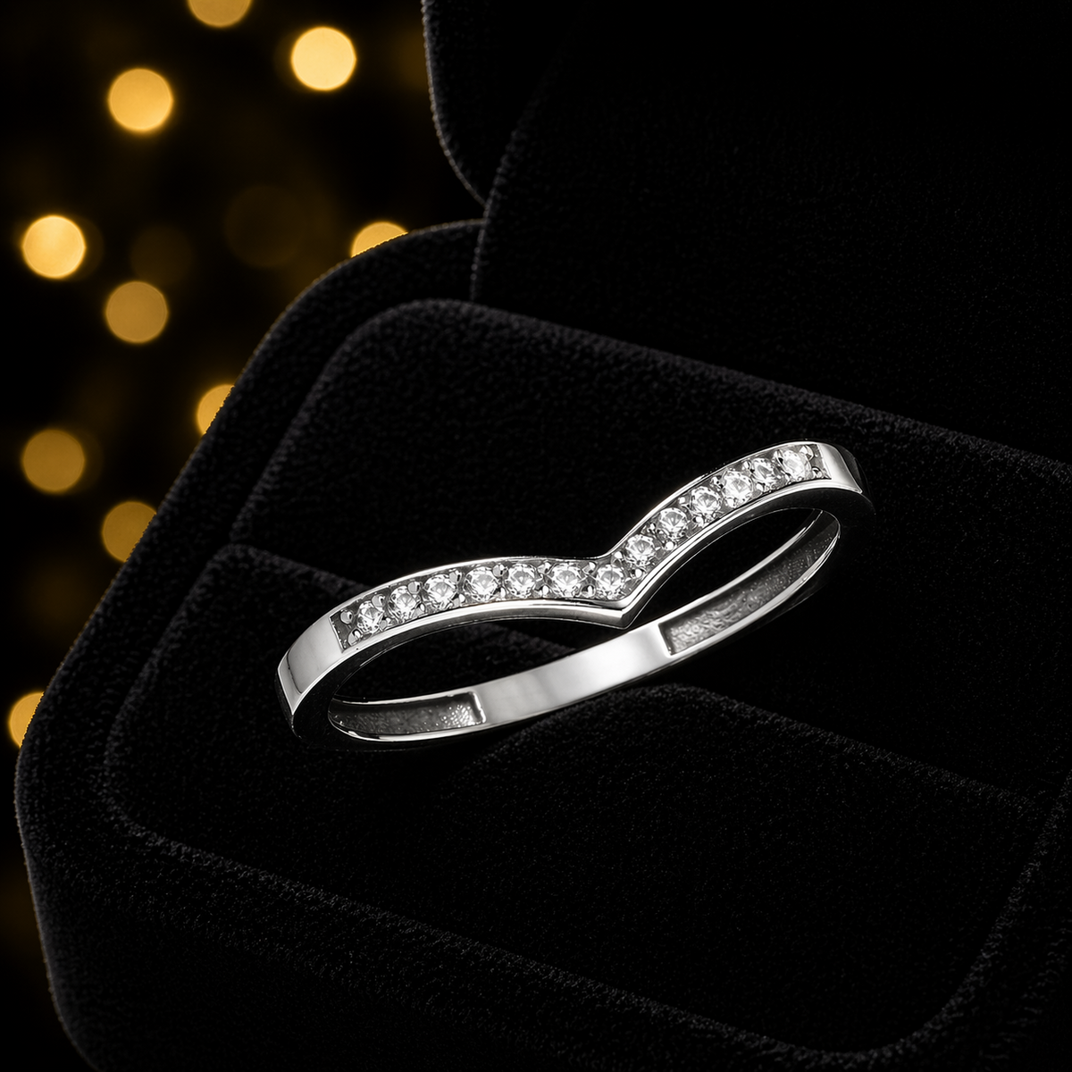 Wishbone Ring 9ct White Gold Eternity Wedding Band Hallmarked Sizes J - T