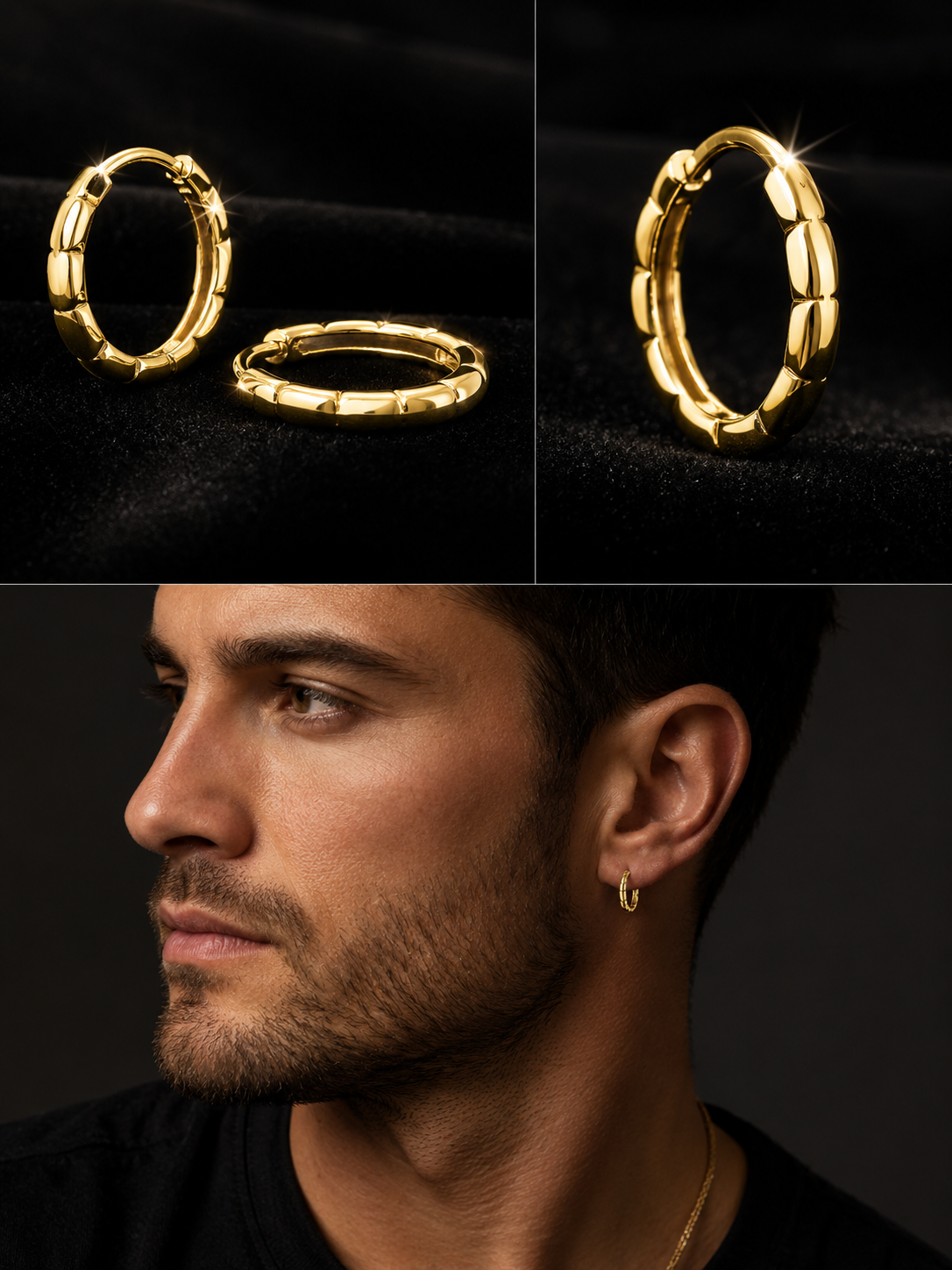 9ct Yellow Gold Grooved Hoop Earrings British Made 375 Hallmark Brand New Boxed