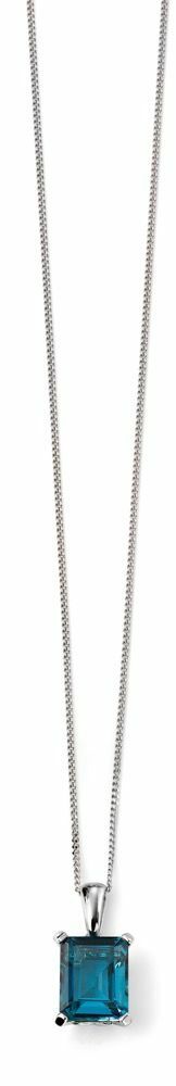 London Blue Topaz Pendant 9ct White Gold 375 Hallmarked  British Made