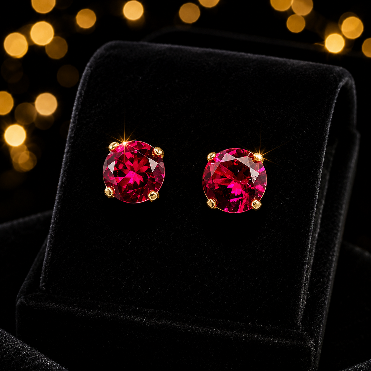 Yellow Gold Ruby Earrings Solitaire 375 9 Carat New Boxed British Made 4mm