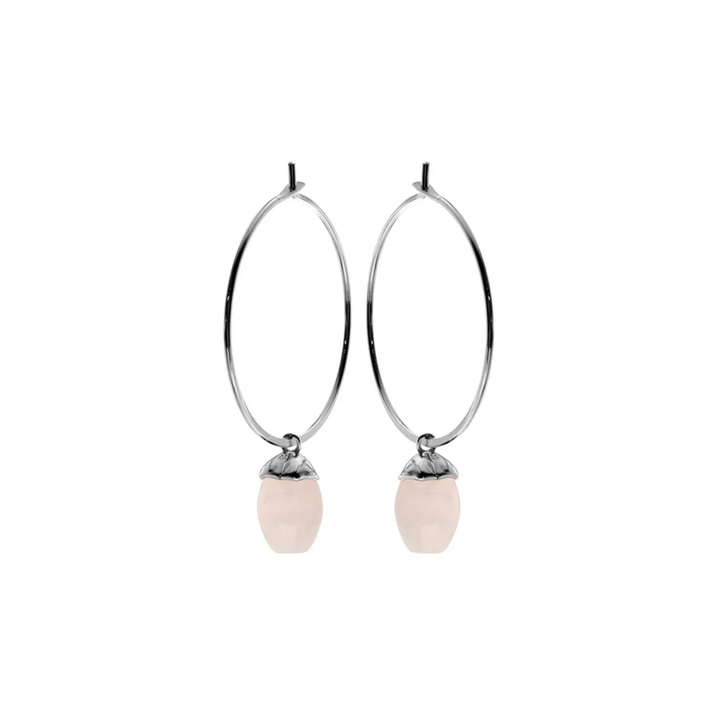 Suspended 28mm Quartz Hoop Earrings Sterling Silver 925 Hallmark Brand New Boxed
