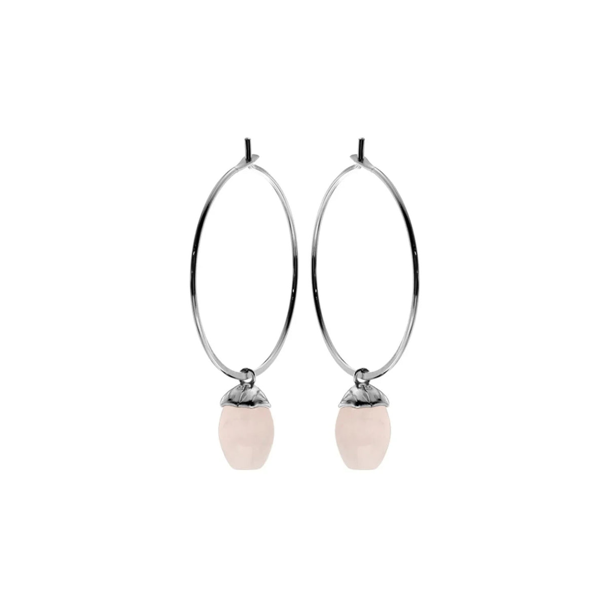 Suspended 28mm Quartz Hoop Earrings Sterling Silver 925 Hallmark Brand New Boxed