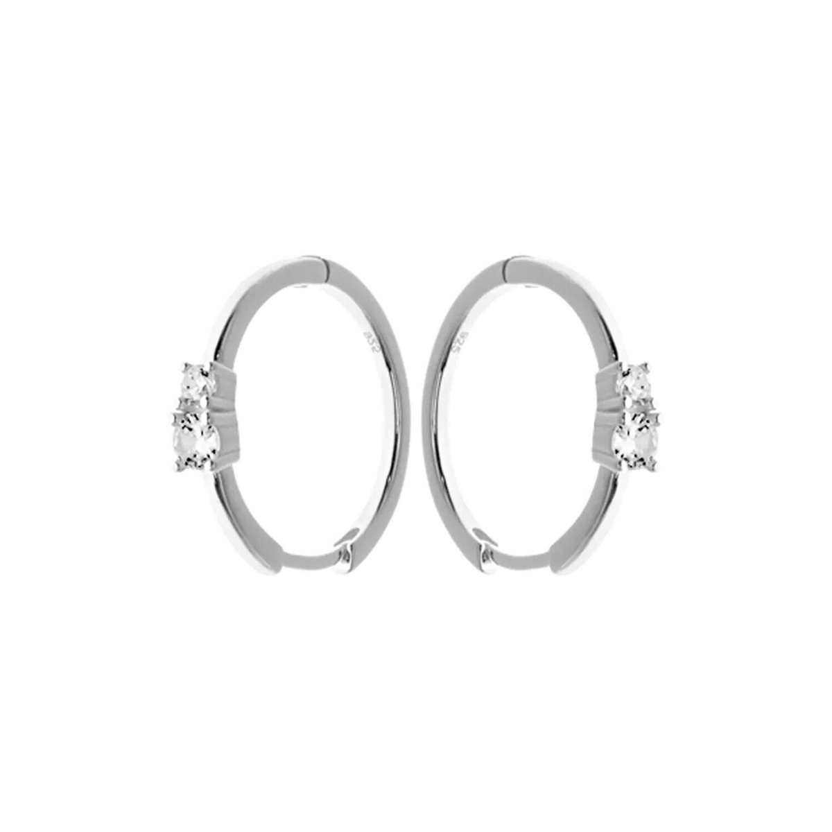 15mm Prong Gemstone Hoop Earrings Sterling Silver 925 Hallmarked Brand New Boxed
