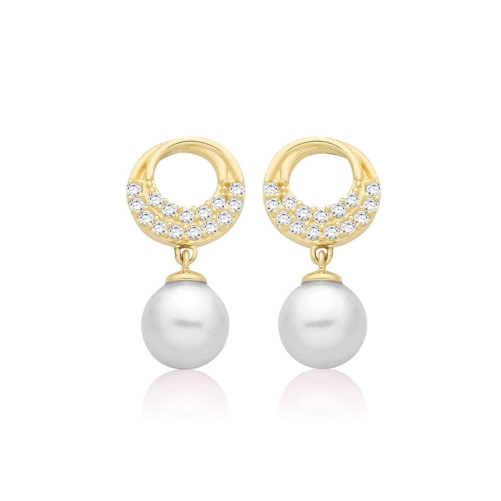 Pearl Statement Drop Earrings 9ct Yellow Gold 375 Hallmarked Brand New