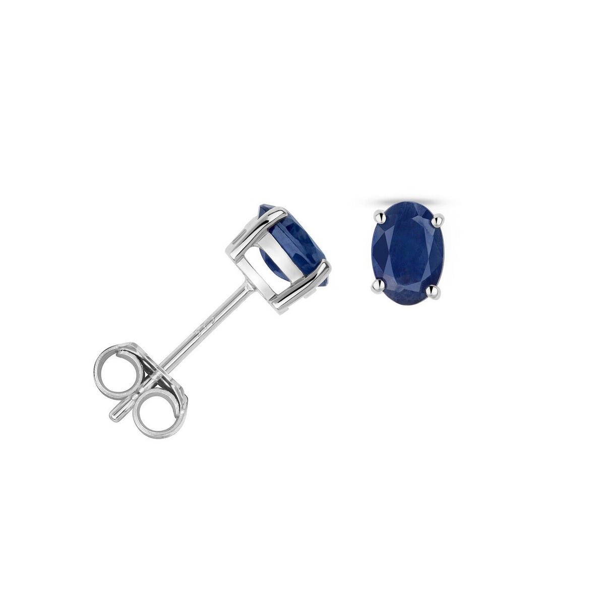 Oval Sapphire Earrings 9ct White Gold 375 Hallmarked New Boxed British Made