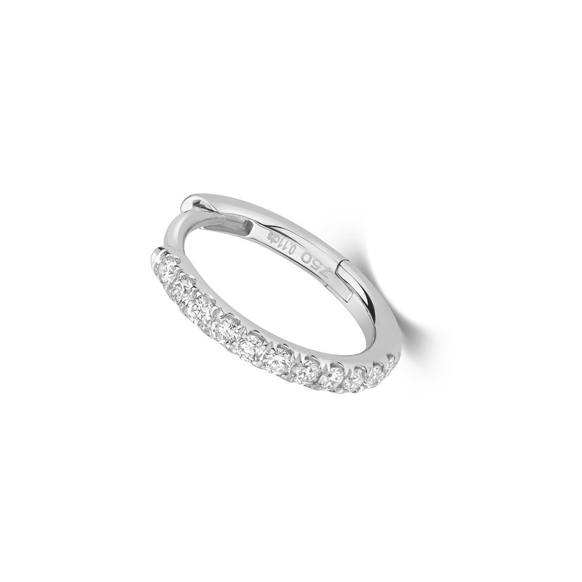 9.7mm 11 Natural Diamond Hoop Earring 18ct White Gold Hallmarked British Made