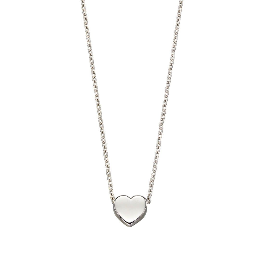 Small Heart Necklace 9ct White Gold 375 Hallmarked British Made 43cm