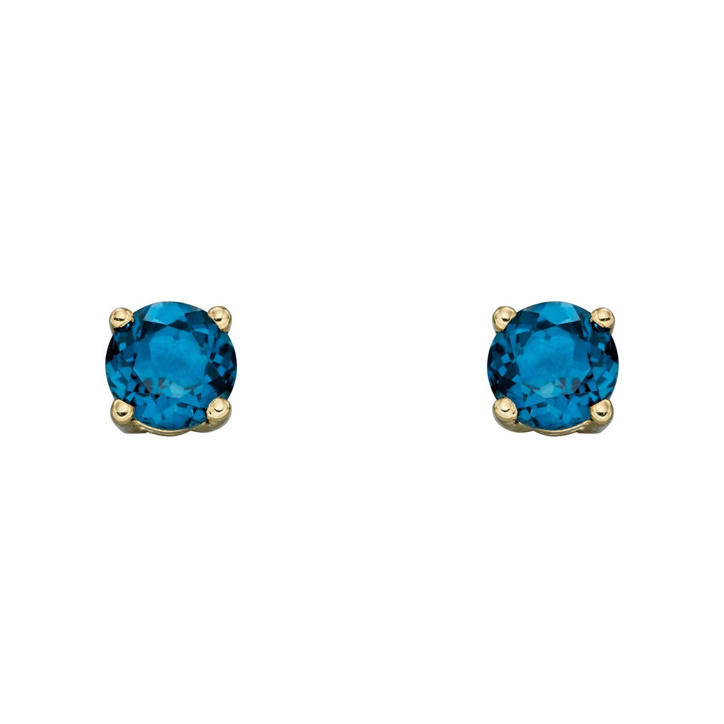 Natural Topaz December Stud Earrings 9ct Yellow Gold 375 Hallmarked British Made