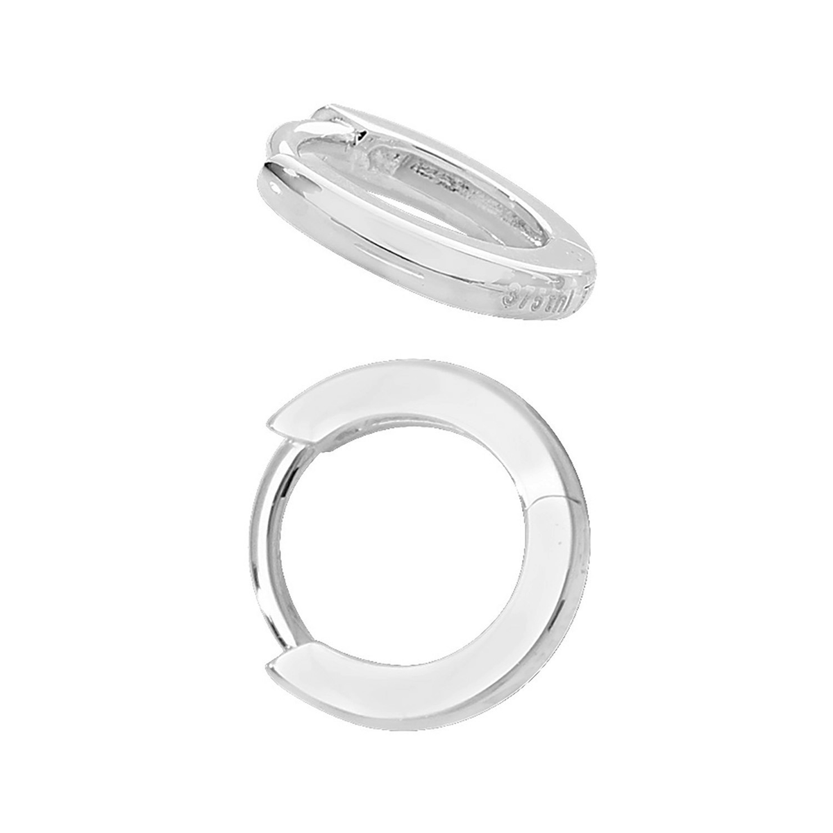 9ct White Gold 8mm Hoop Earrings British Made 375 Hallmarked Brand New Boxed