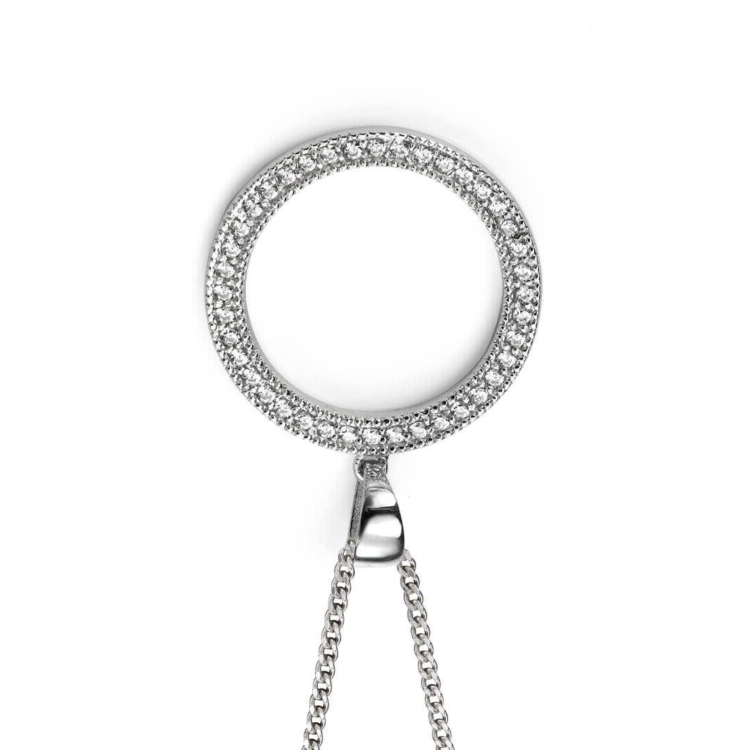 Channel Set Circle Pendant Sterling Silver 925 Hallmarked All Chain Lengths