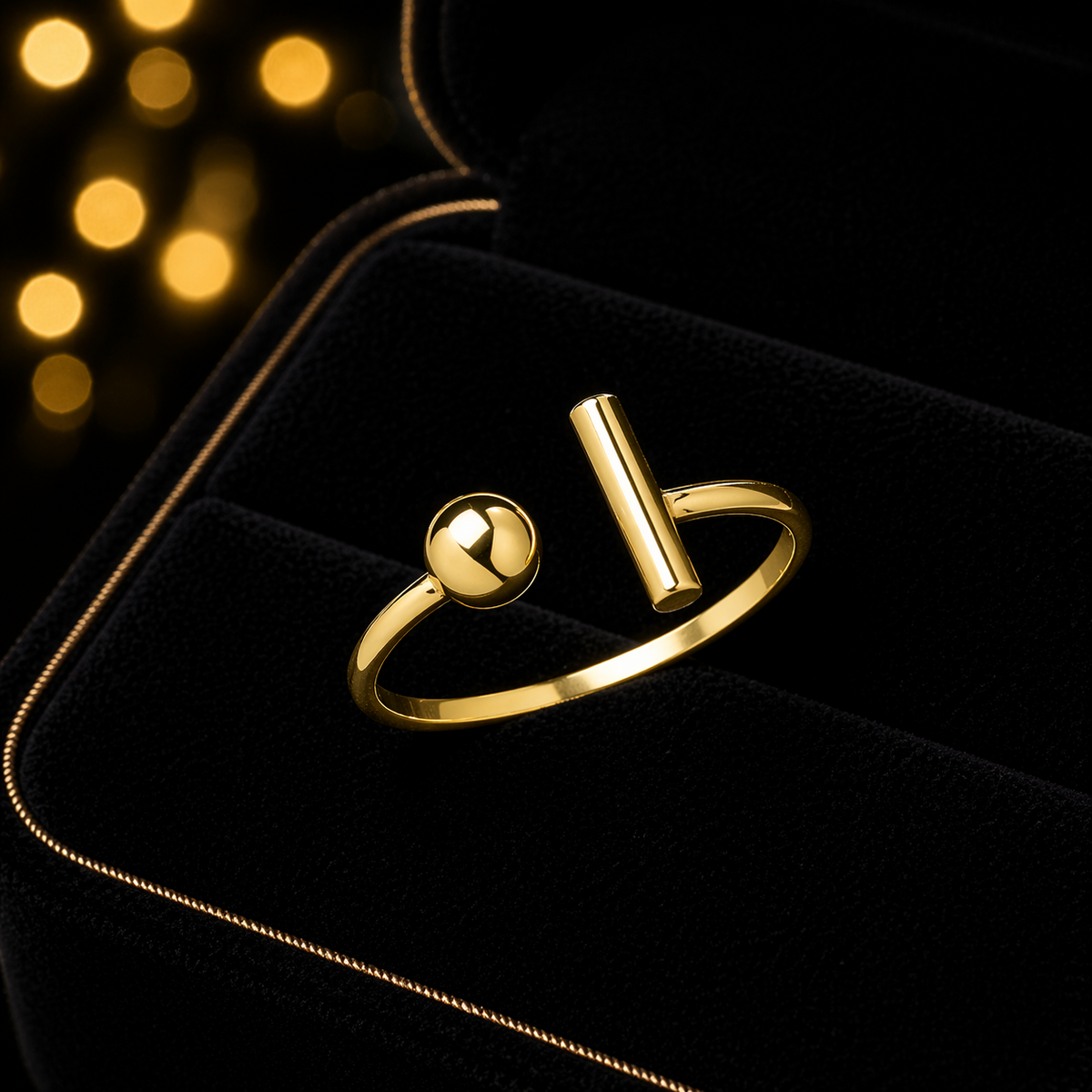 T Bar And Ball Ring 9ct Yellow Gold Hallmarked Sizes J - S British Made