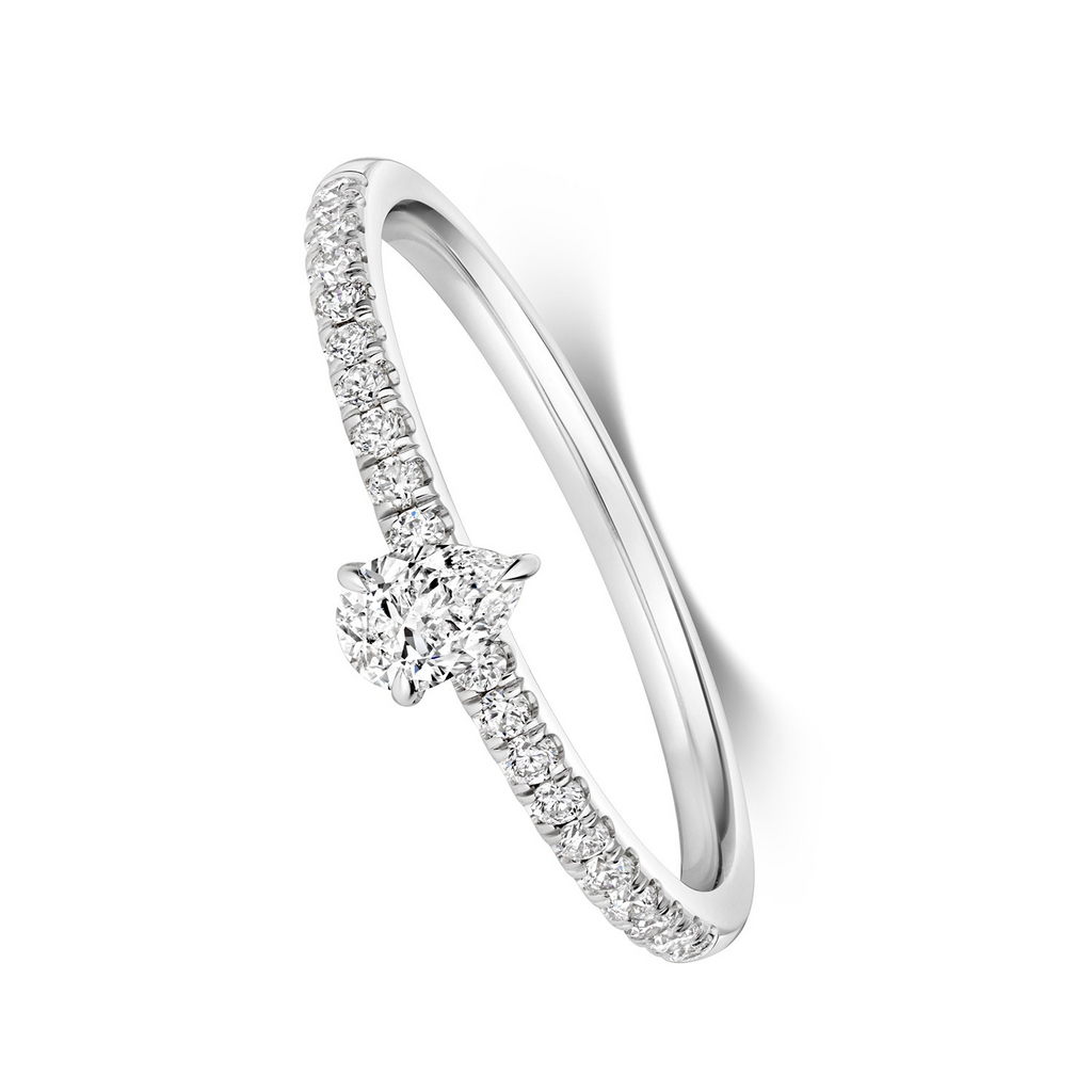 21 Natural Diamond Pear Cut Ring 18ct White Gold Hallmarked Sizes K - N