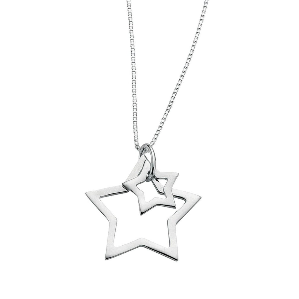 Double Star Necklace Sterling Silver 925 Hallmarked British Made Brand New Boxed