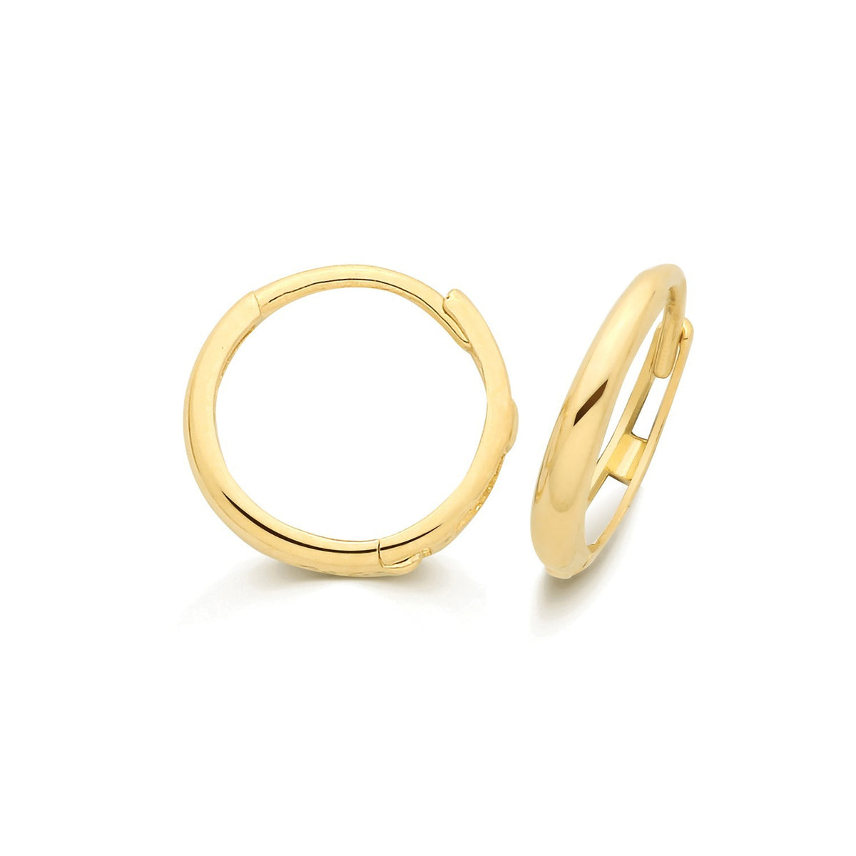 10mm 9ct Yellow Gold Hoop Earrings British Made 375 Hallmarked Brand New Boxed