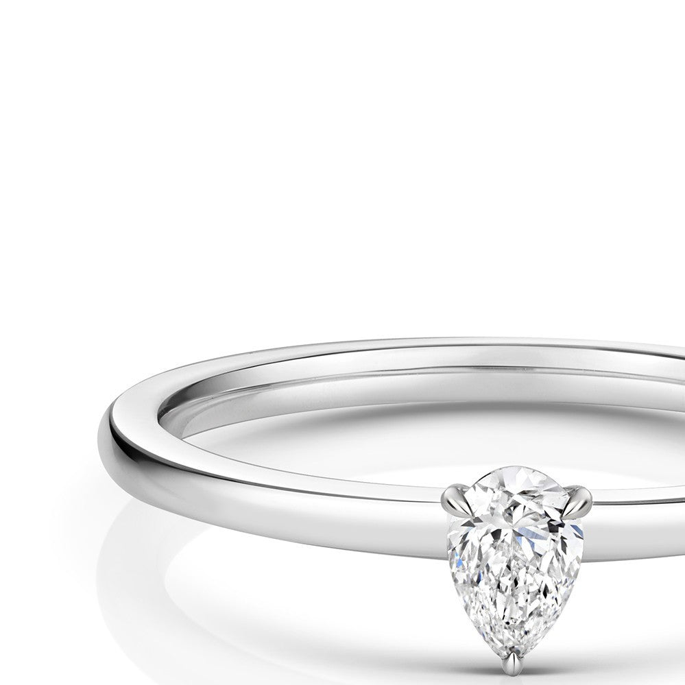 1 Natural Diamond Pear Cut Ring 18ct White Gold Hallmarked Sizes K - N