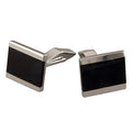 Sterling Silver Flush Onyx Cufflink Set Men's 925 Hallmarked British Made