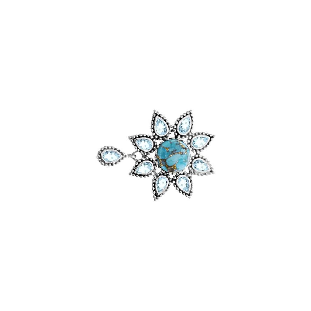 Floral Turquoise Pendant Sterling Silver 925 Hallmarked All Chain Lengths