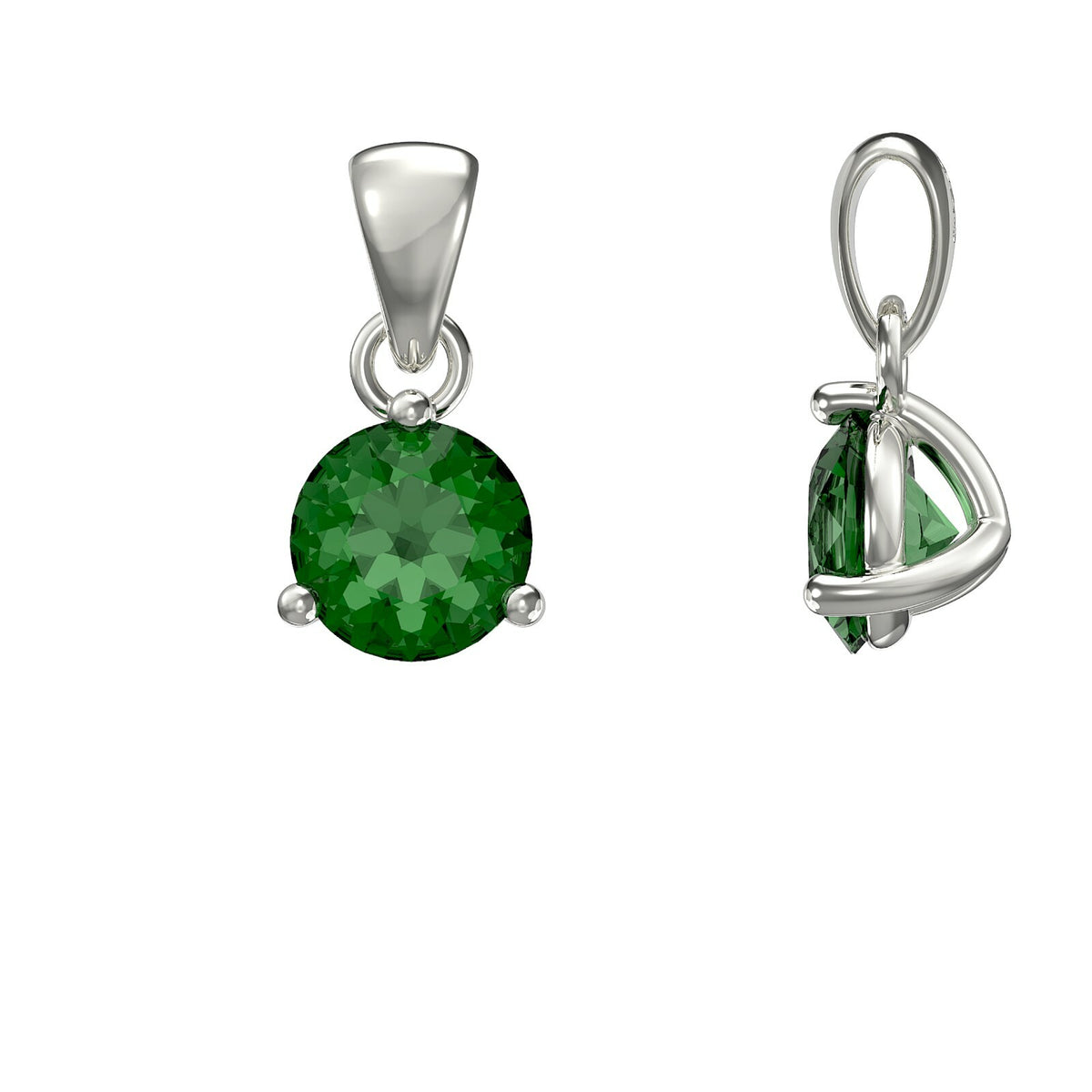 Sterling Silver Emerald Pendant Hallmarked British Made All Chain Lengths