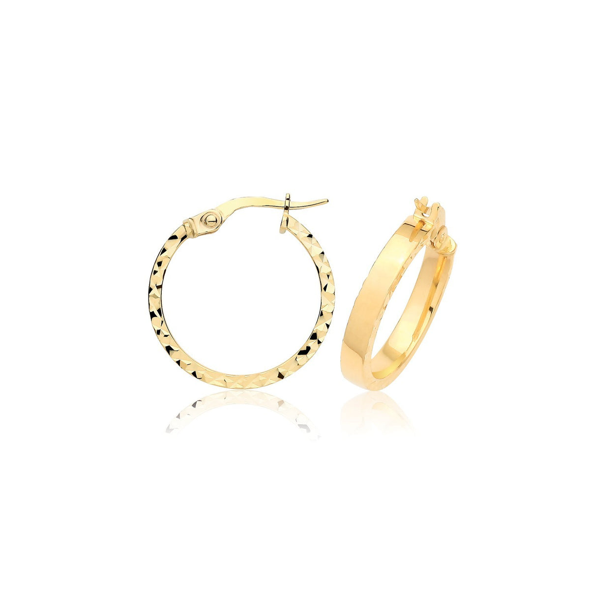 9ct Yellow Gold Chunky DC Hoop Earrings 375 Hallmarked 10mm - 30mm Diameter