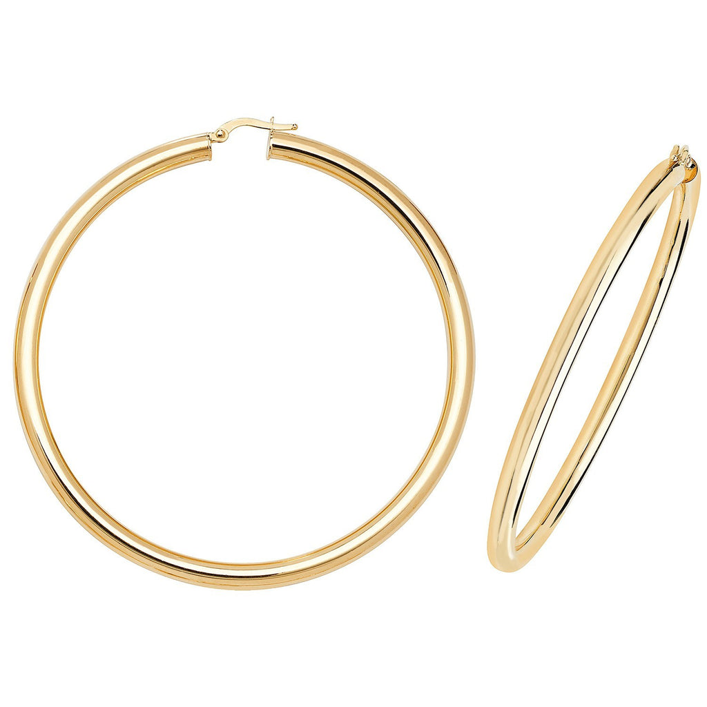 9ct Yellow Gold Grooved Hoop Earrings 375 Hallmarked 10mm - 50mm Diameter