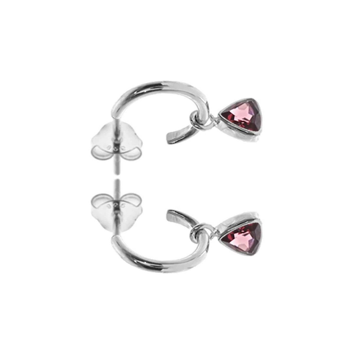 Trillion Garnet Hoop Earrings Sterling Silver 925 Hallmarked Brand New Boxed