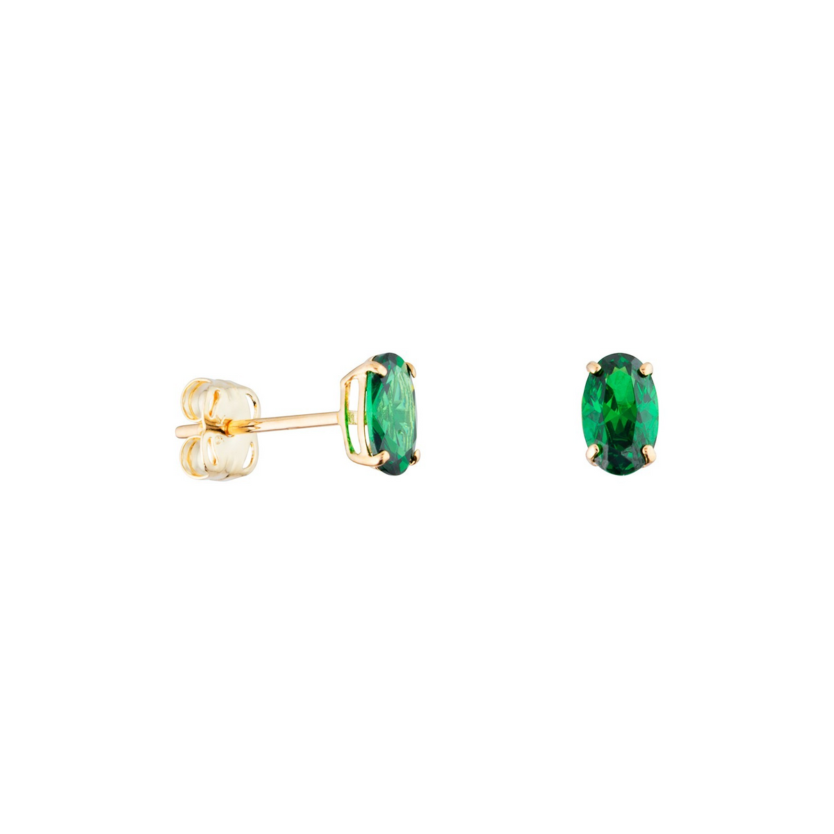 Natural Emerald Oval Earrings 9ct Yellow Gold 375 Hallmarked British Made