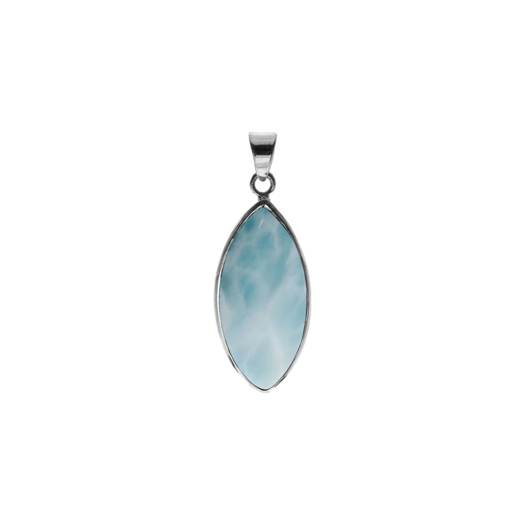 Marquise Larimar Pendant Sterling Silver 925 Hallmarked All Chain Lengths