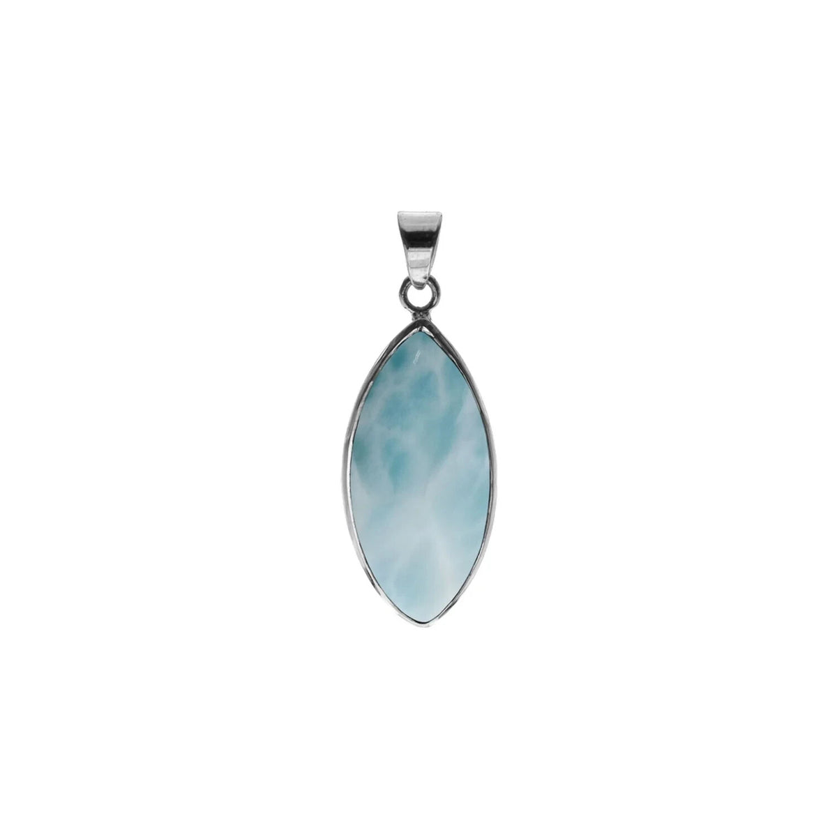 Marquise Larimar Pendant Sterling Silver 925 Hallmarked All Chain Lengths